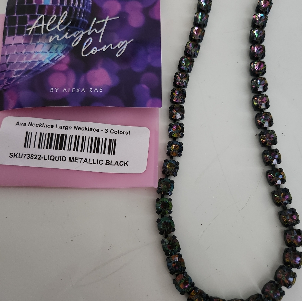 Ava Necklace Large Liquid Metallic Black BAR by Alexa Rae